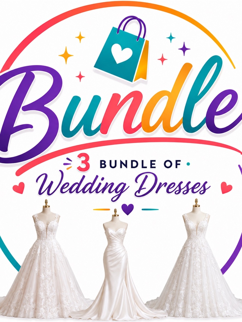 3 Vintage Wedding Dresses Bundle